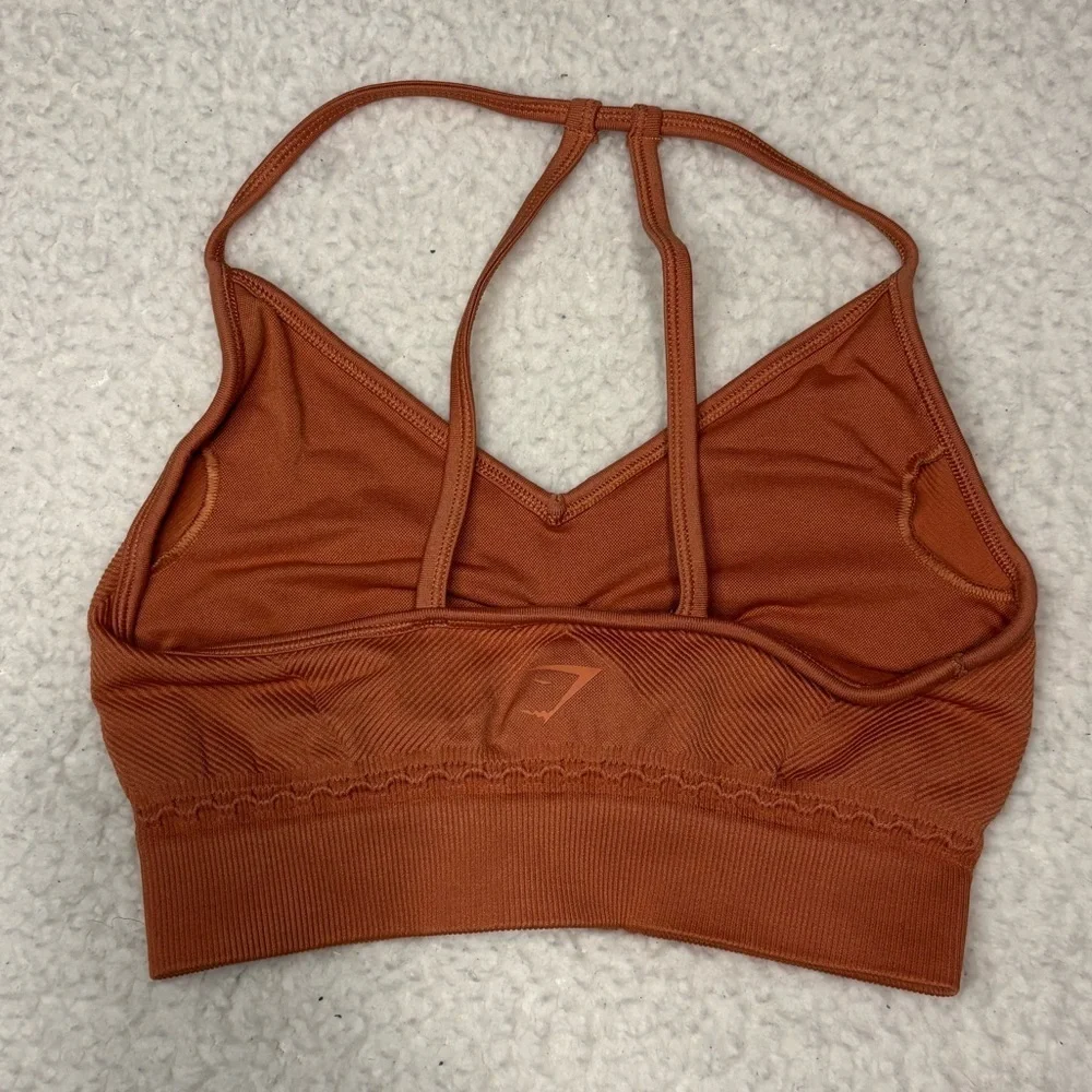 Gymshark Women Orange Ribbed Seamless Racerback Sport Bra